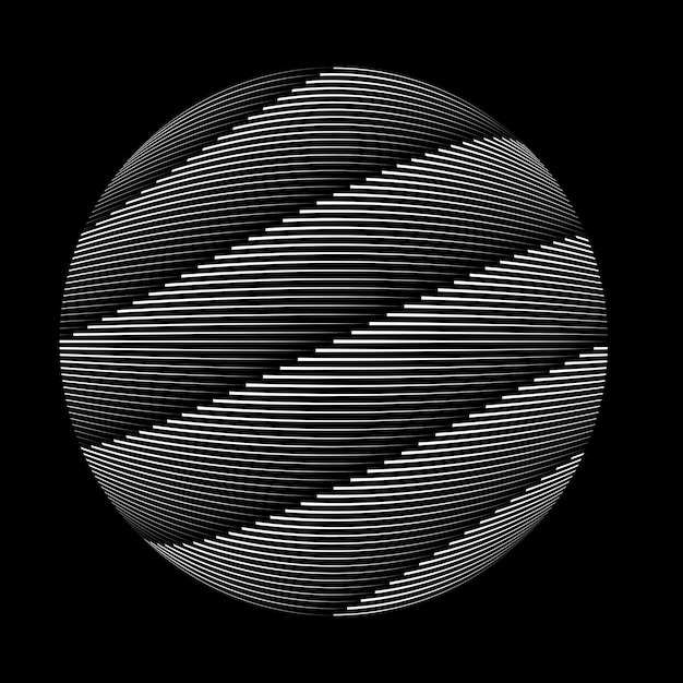 Lines in sphere Form . Vector  .Technology sphere Logo . 3d design element . Circle shape.