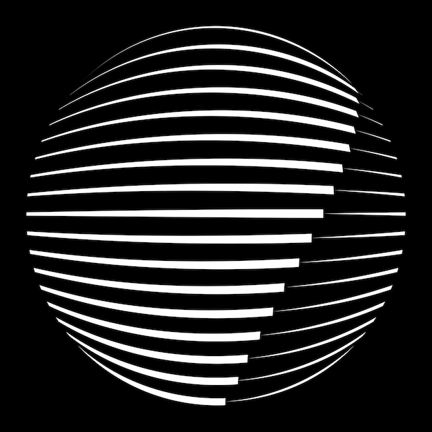 Lines in sphere Form . Vector  .Technology sphere Logo . 3d design element . Circle shape.