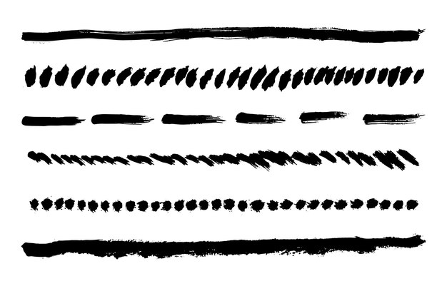 Lines texture black ink grunge paint brush strokes painted ink stripes design elements vector illustration