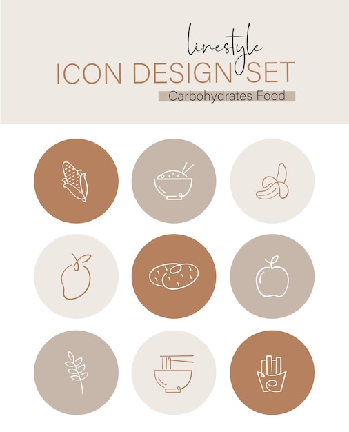 Vettore linestyle icon design carboidrati cibo