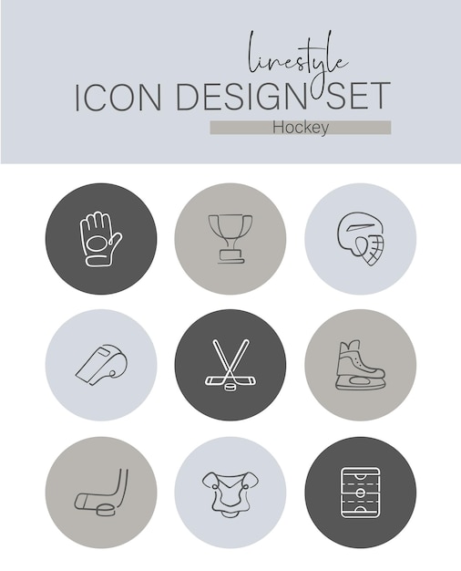 Disegno dell'icona di stile di linea hockey