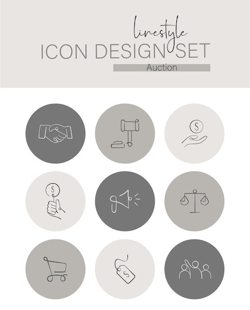 Linestyle Icon Design Set Auction