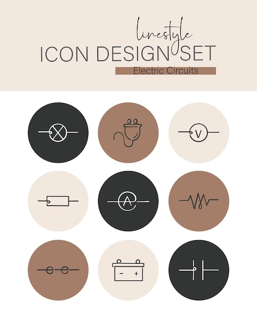 Vettore linestyle icon design imposta circuiti elettrici