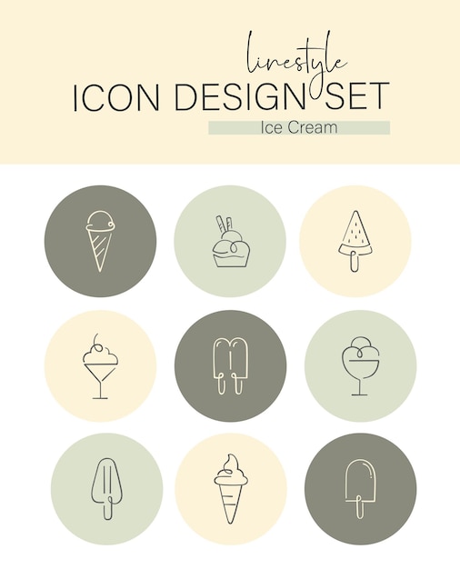 Linestyle icon design set ijs