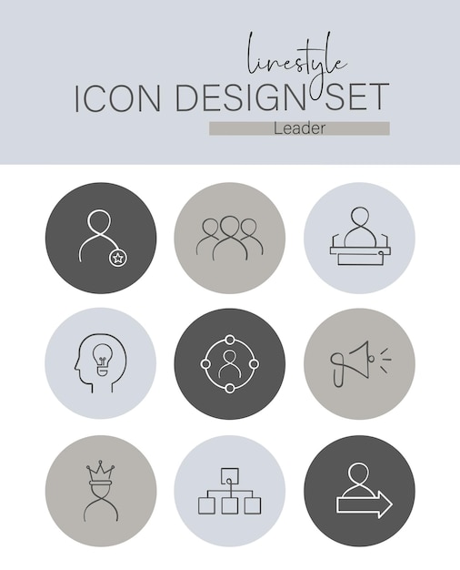 Vettore linestyle icon design set leader