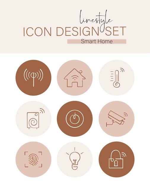 Vector linestyle icon design set smart home