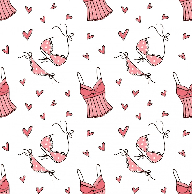 lingerie doodle seamless pattern