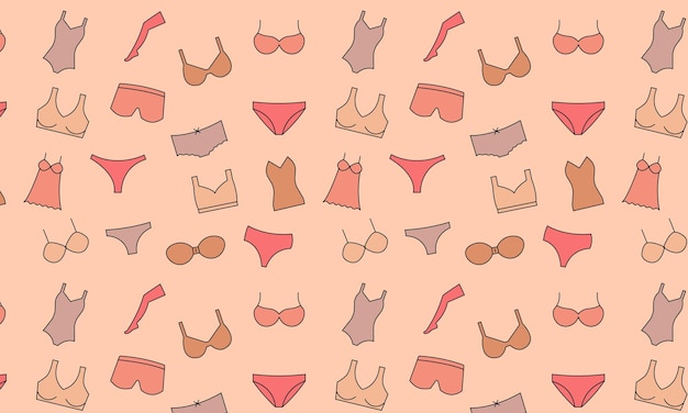 Woman Underwear Vector Seamless Pattern. Stylish Female Bras and Panties on  White Background Stock Vector - Illustration of design, lingerie: 157587603