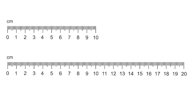 Liniaal schaal. Meet teken. Schaal voor een liniaal in centimeters. Meetapparaat.