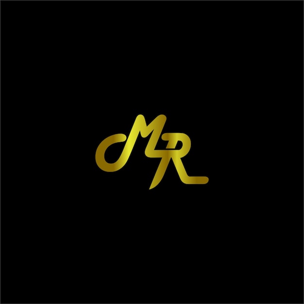 Логотип монограммы с золотыми буквами mr