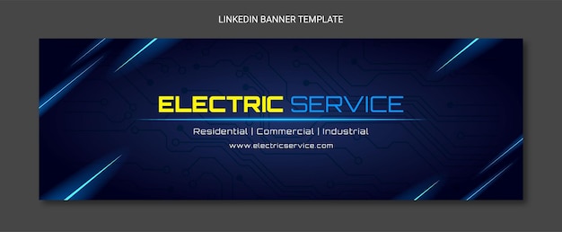 Vector linkedin banner template electric service electrical