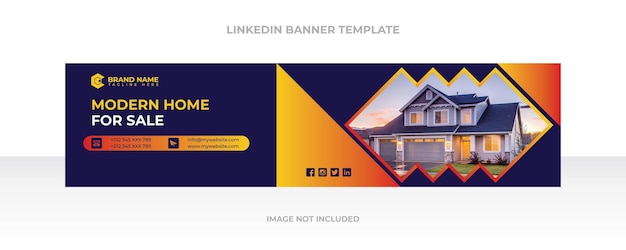 Linkedin banner template for real estate agency Premium Vector