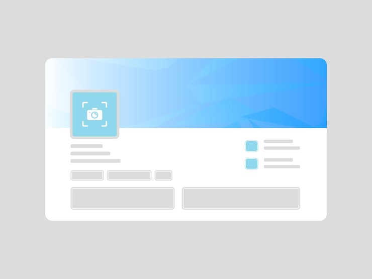 Vector linkedin cover photo and profile banner mockup with abstract gradient backgrounds for social media b