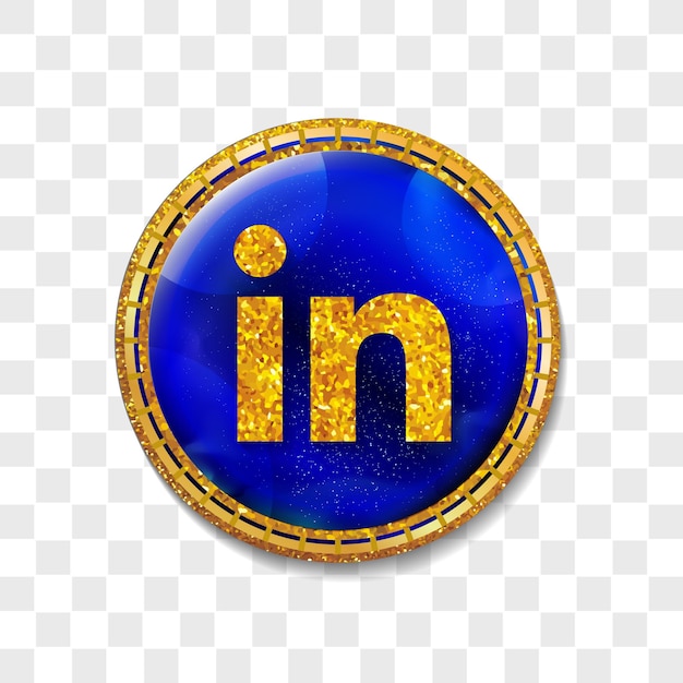 Vettore icona del logo linkedin con anello d'oro