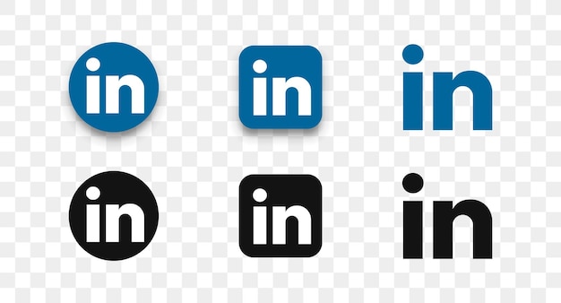 Vector linkedin logo icons collection in different style social network icons vector illustration
