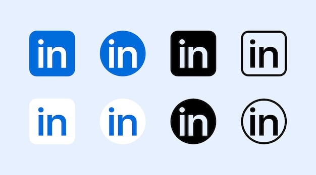 Иконки логотипа Linkedin Набор логотипов социальных сетей Linkedin Набор векторных икон социальных сетей