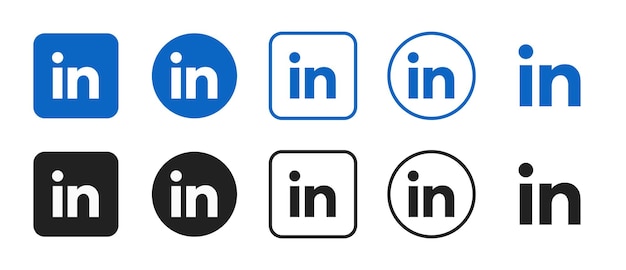 LinkedIn-logo's en -iconen in verschillende stijlen en kleuren
