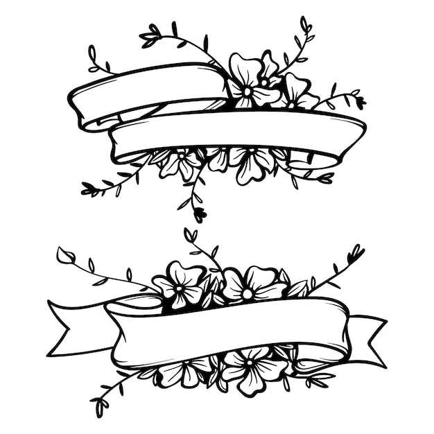 Lintsjablonen met bloemen. Leeg decoratief vectorlint.