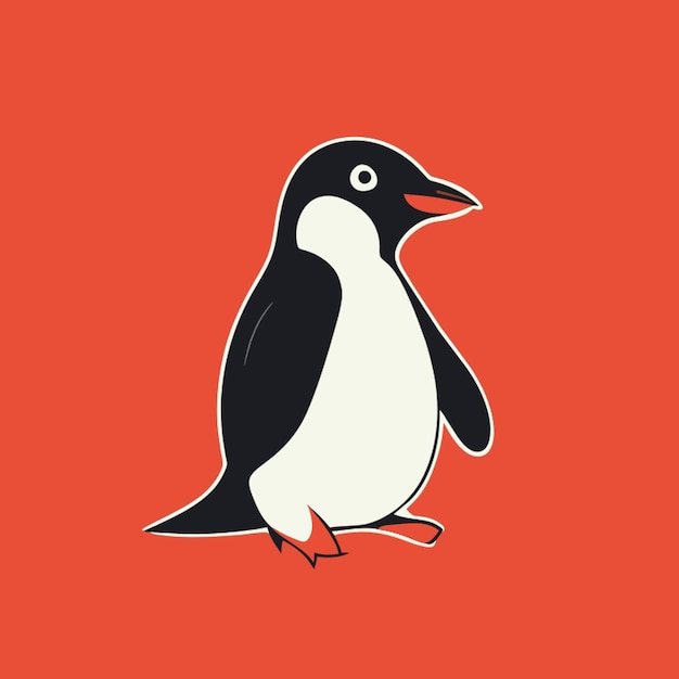 Linux пингвин талисман логотип векторная иллюстрация плоская