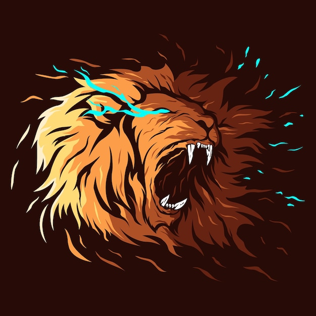 Lion angry full color illustration logo