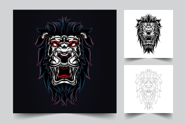 Vector lion angry mascot logo