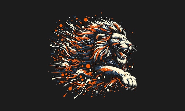 Vector lion angry and splash background vector flat design