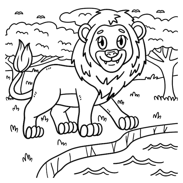 Lion Animal Coloring Page for Kids