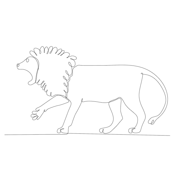 Leone animale disegno a linea continua