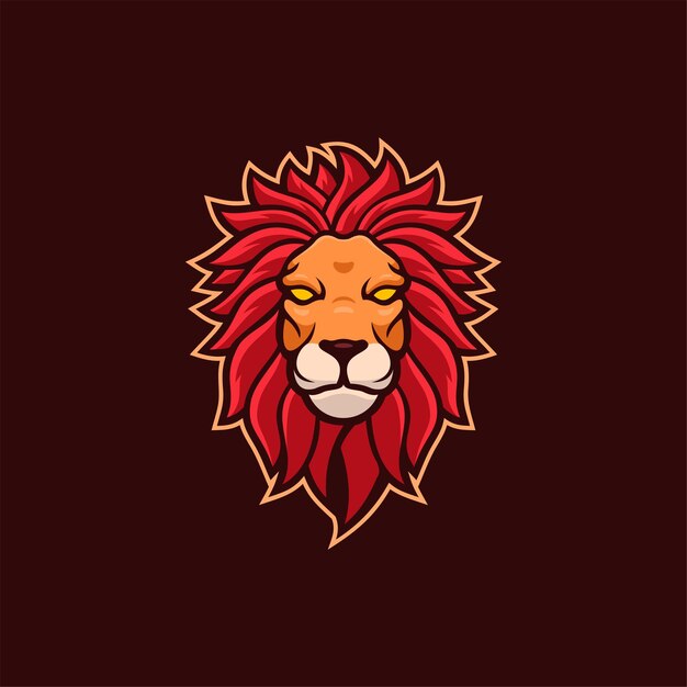 Vector lion animal head cartoon logo template illustration esport logo gaming premium vector