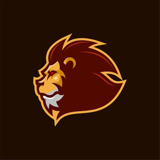 Lion Animal hoofd cartoon logo sjabloon illustratie. esport logo gaming Premium Vector