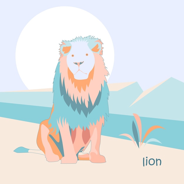 ライオンの動物のイラストの色