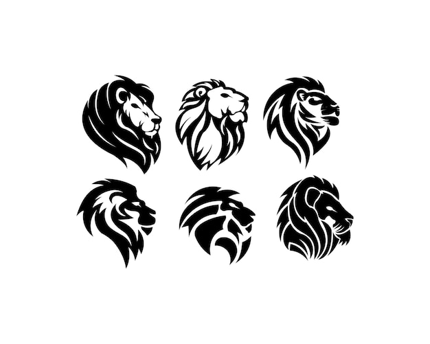 Lion animal logo set