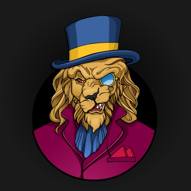 Ritratto di aristocratico del leone con monocolo