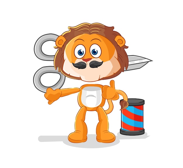 Lion barber cartoon cartoon mascot vector