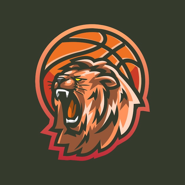 Вектор Логотип lion basketball esport