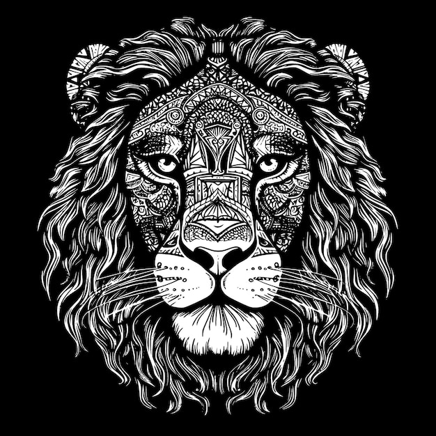 Lion black and white isolated icon vector illustration