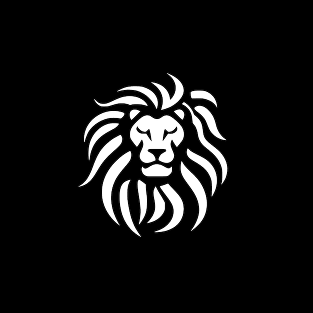Illustrazione vettoriale dell'icona isolata nero e bianco del leone