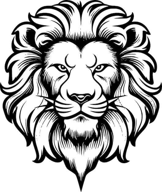 Lion Black and White Isolated Icon Vector illustration