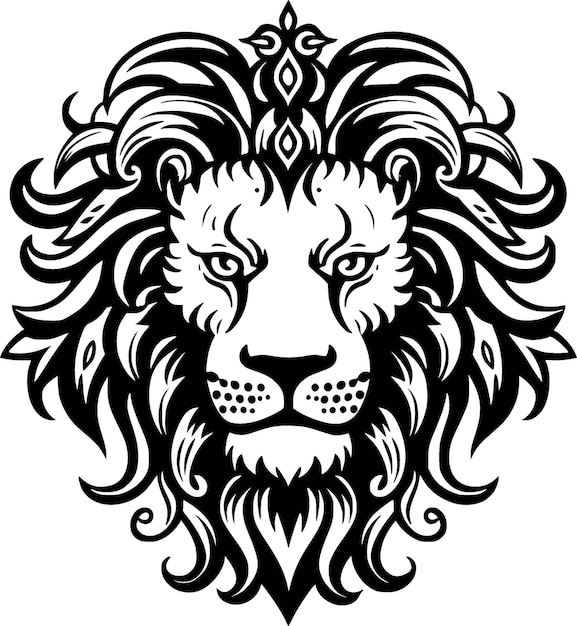 Lion Black and White Isolated Icon Vector illustration