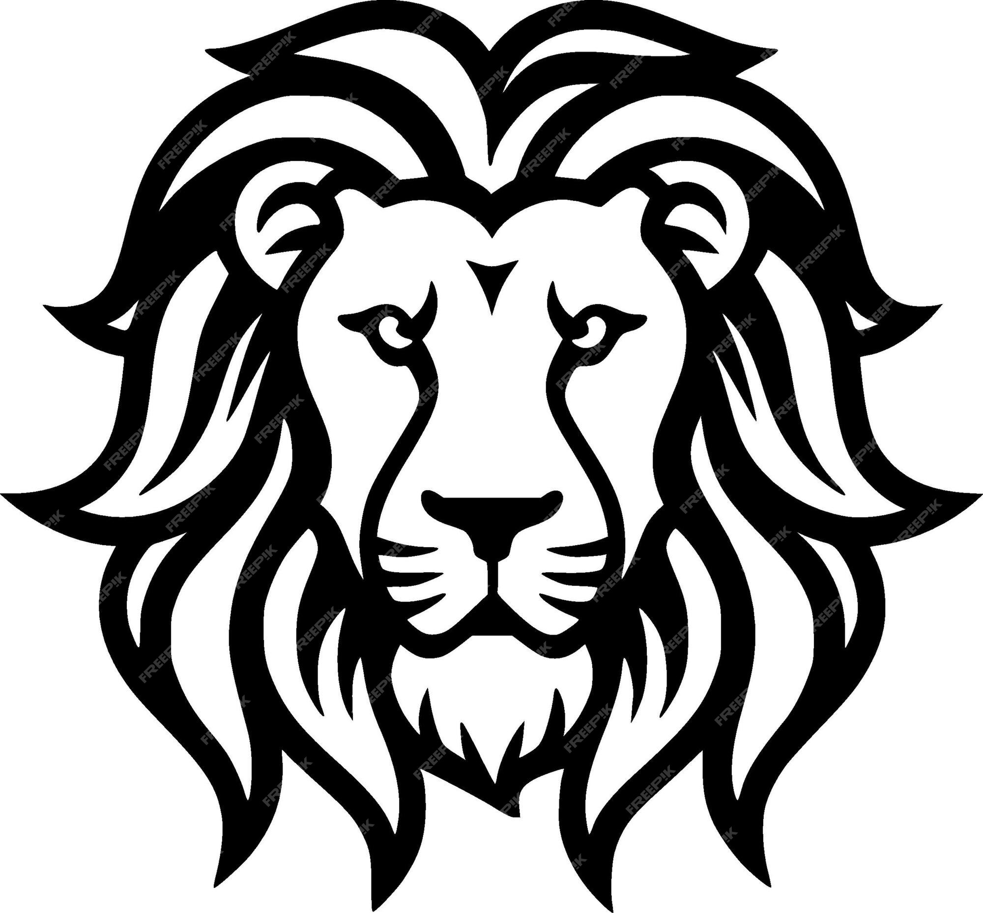 Premium Vector | Lion Black and White Vector illustration