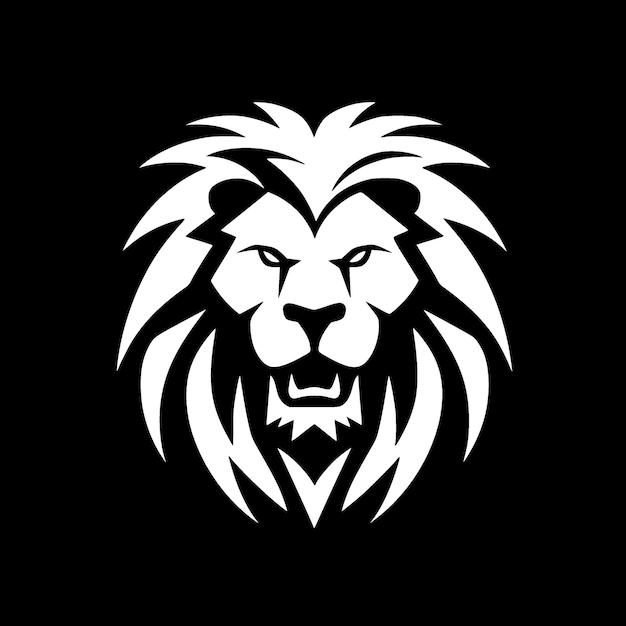 Черно-белая векторная иллюстрация льва
