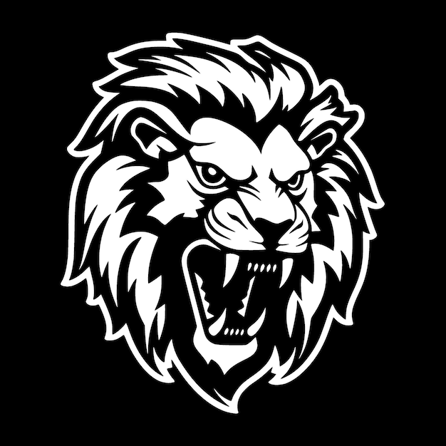 Lion Black and White Vector illustration