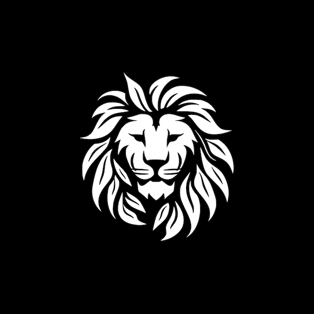 ライオンの黒と白のベクトル図
