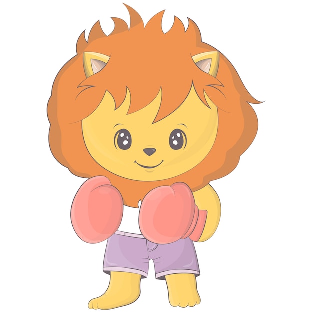 Vector lion boxer in cartoon style.