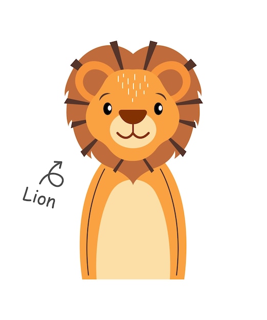 Лев мультипликационный персонаж вектор