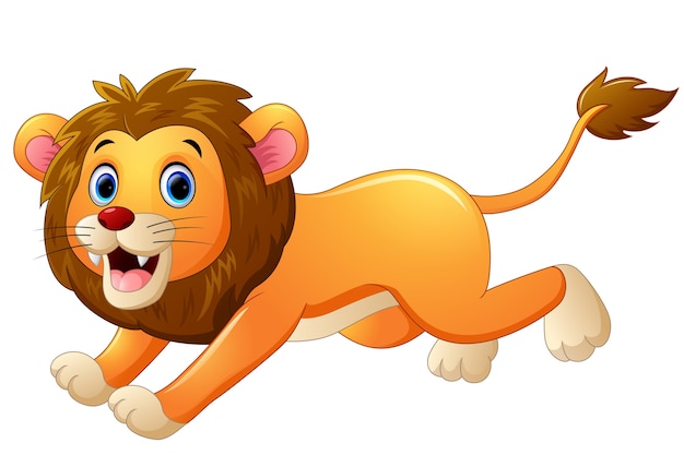 Vector lion cartoon running