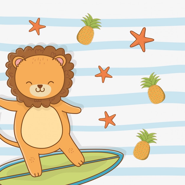 Lion cartoon and summer season 