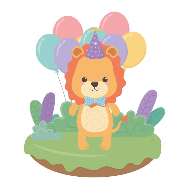 Lion cartoon with happy birthday