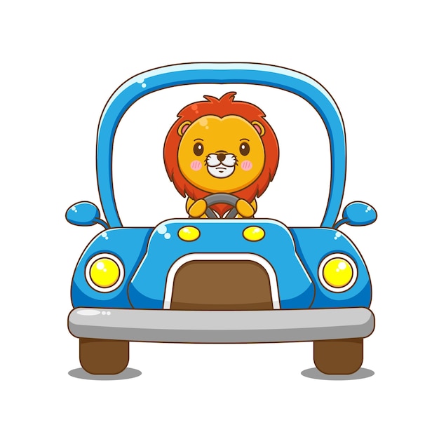  lion character driving car .