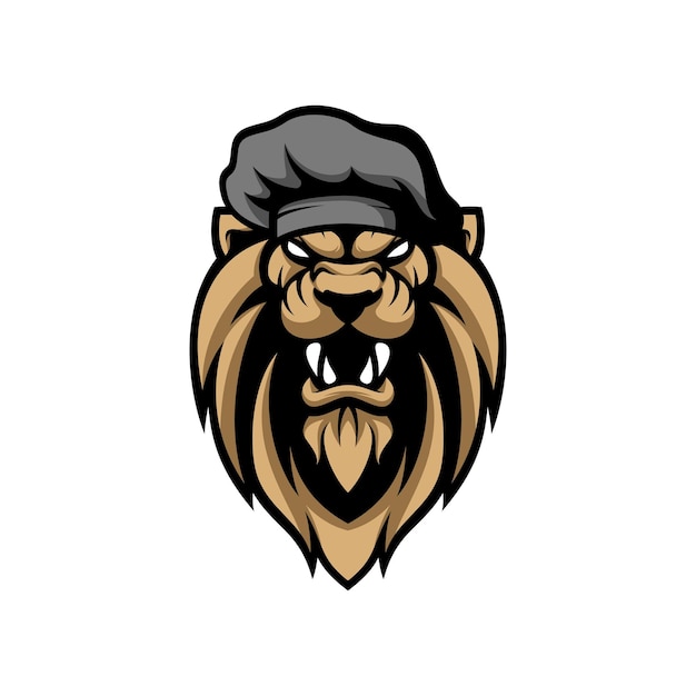 Lion Chef Mascot Logo Design Vector